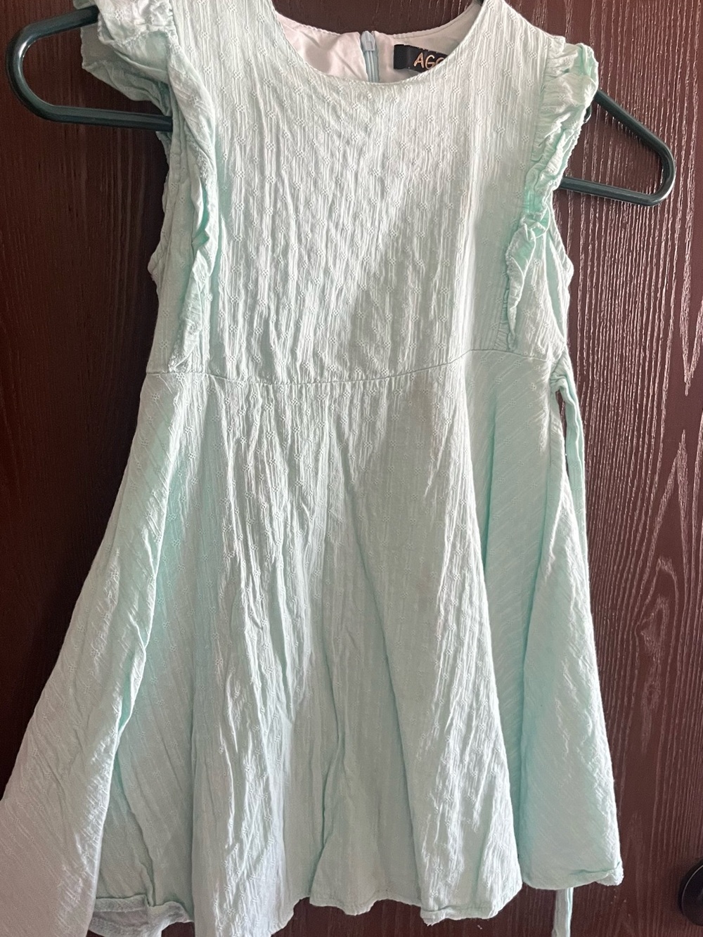 Light Mint Ruffle Sleeve Girls' Dress
